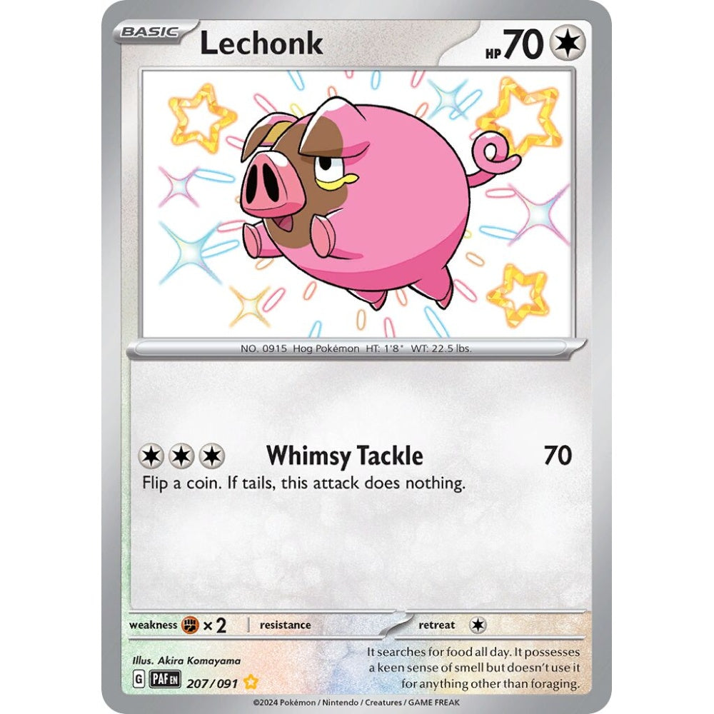 Lechonk Shiny Rare 207/091 Pokemon Card Game Paldean Fates