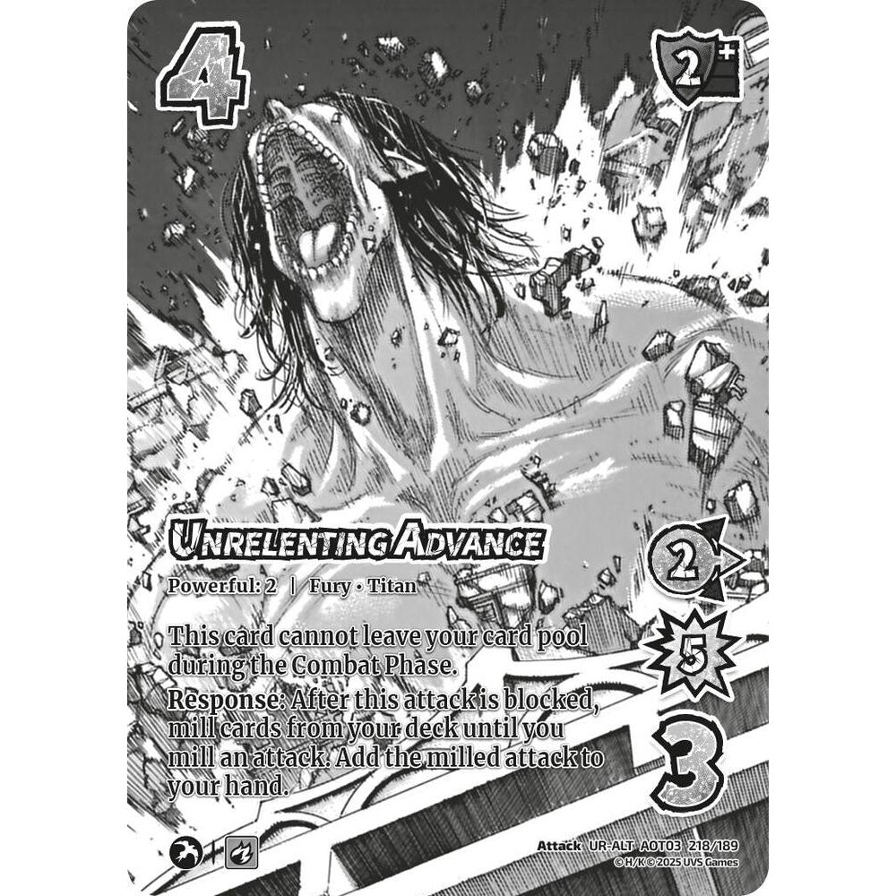 Unrelenting Advance 218/189 AOT03 Universus Attack on Titan: Apocalypse Attack UR-ALT