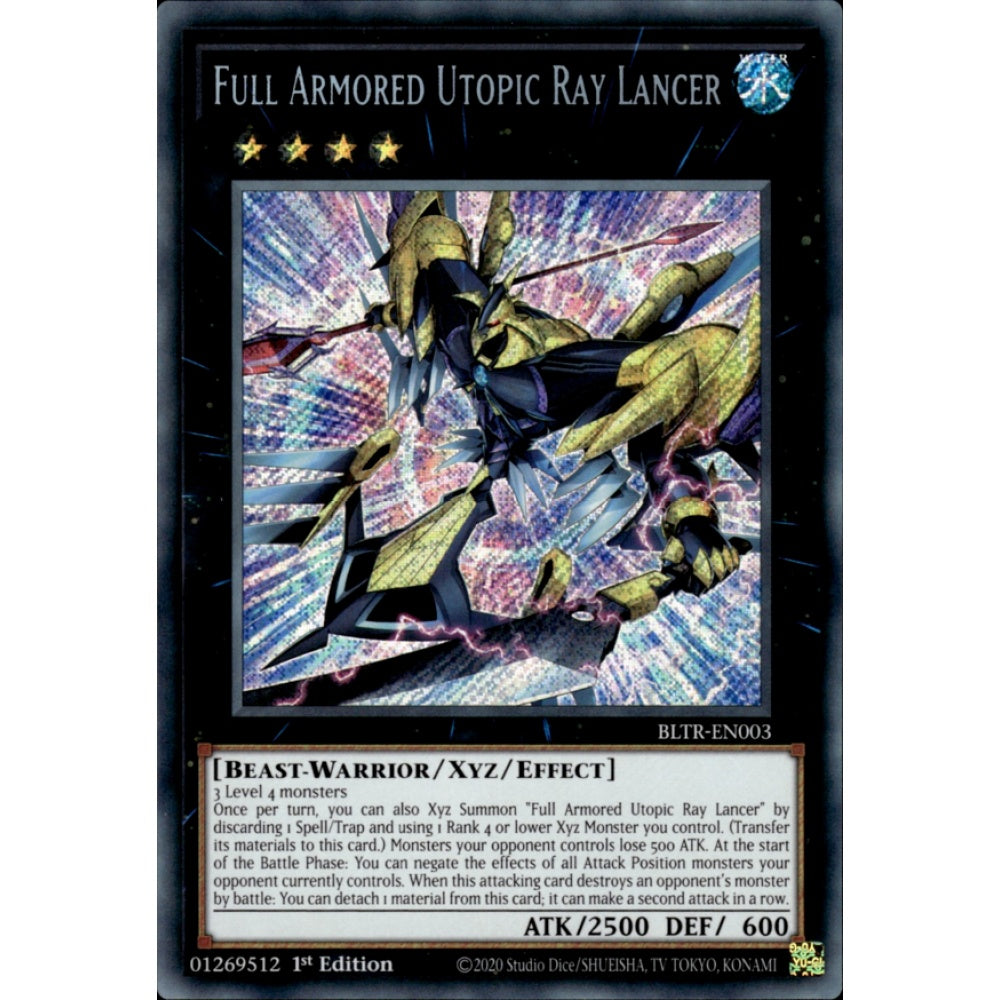 Full Armored Utopic Ray Lancer BLTR-EN003 Secret Secret Rare Yu-Gi-Oh Battles of Legend: Terminal Revenge in Art