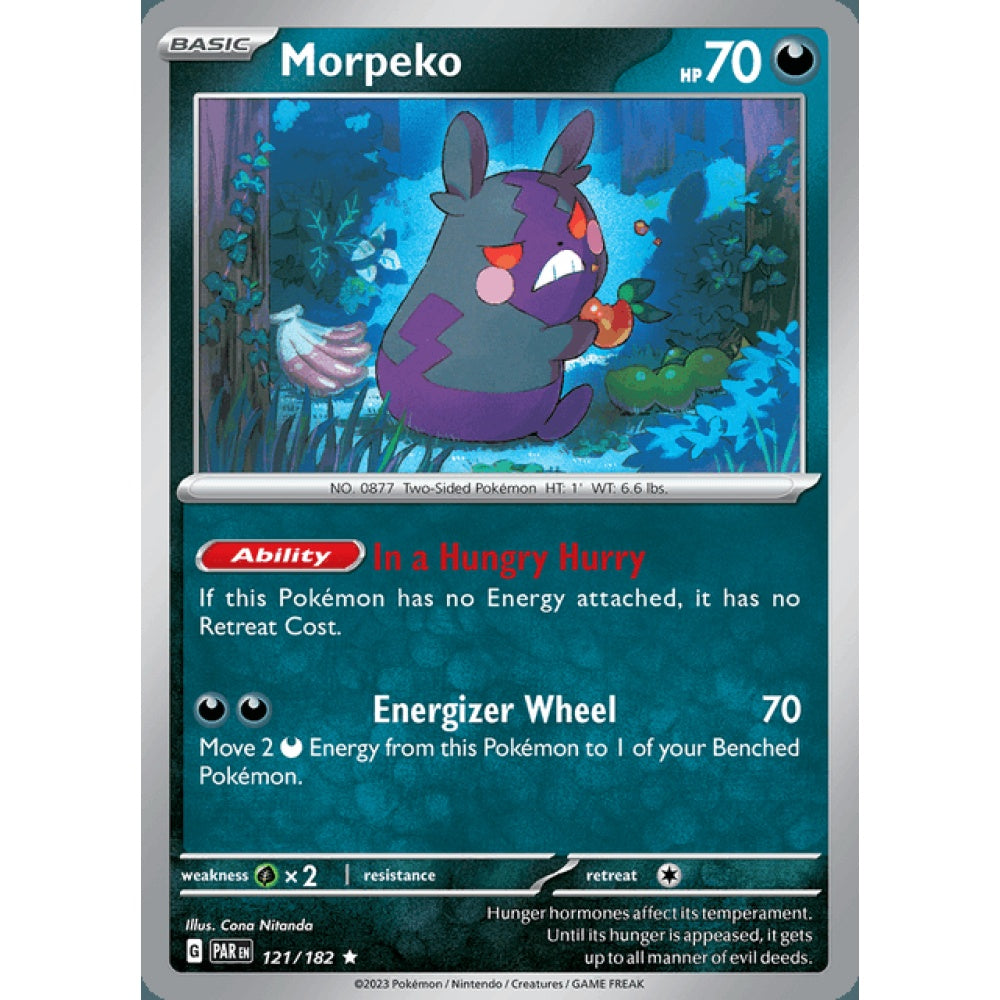 Morpeko Rare 121/182 Pokemon Card Game Paradox Rift
