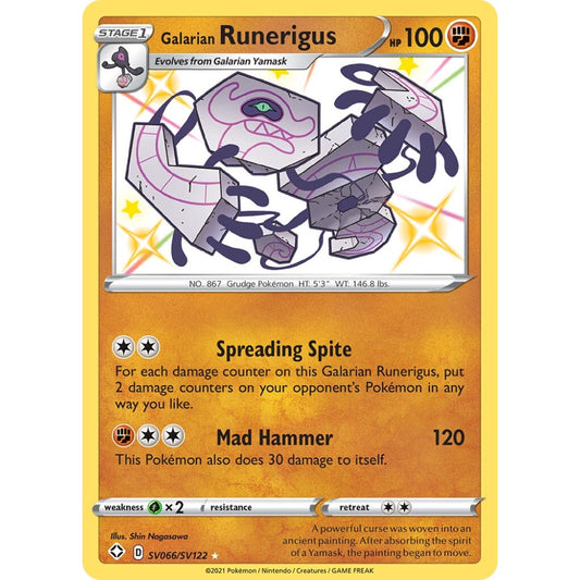 Galarian Runerigus Rare Shiny SV066/SV122 Pokemon Card Game Shining Fates