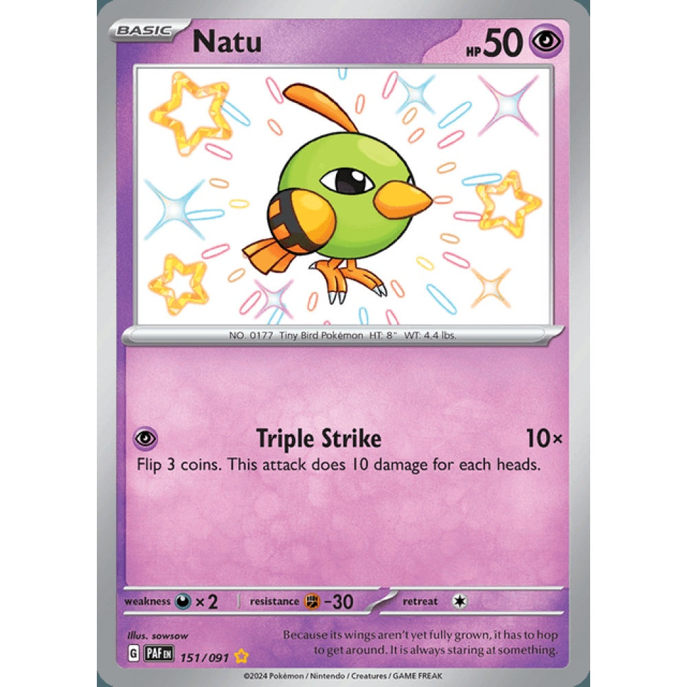 Natu Shiny Rare 151/091 Pokemon Card Game Paldean Fates