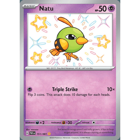 Natu Shiny Rare 151/091 Pokemon Card Game Paldean Fates