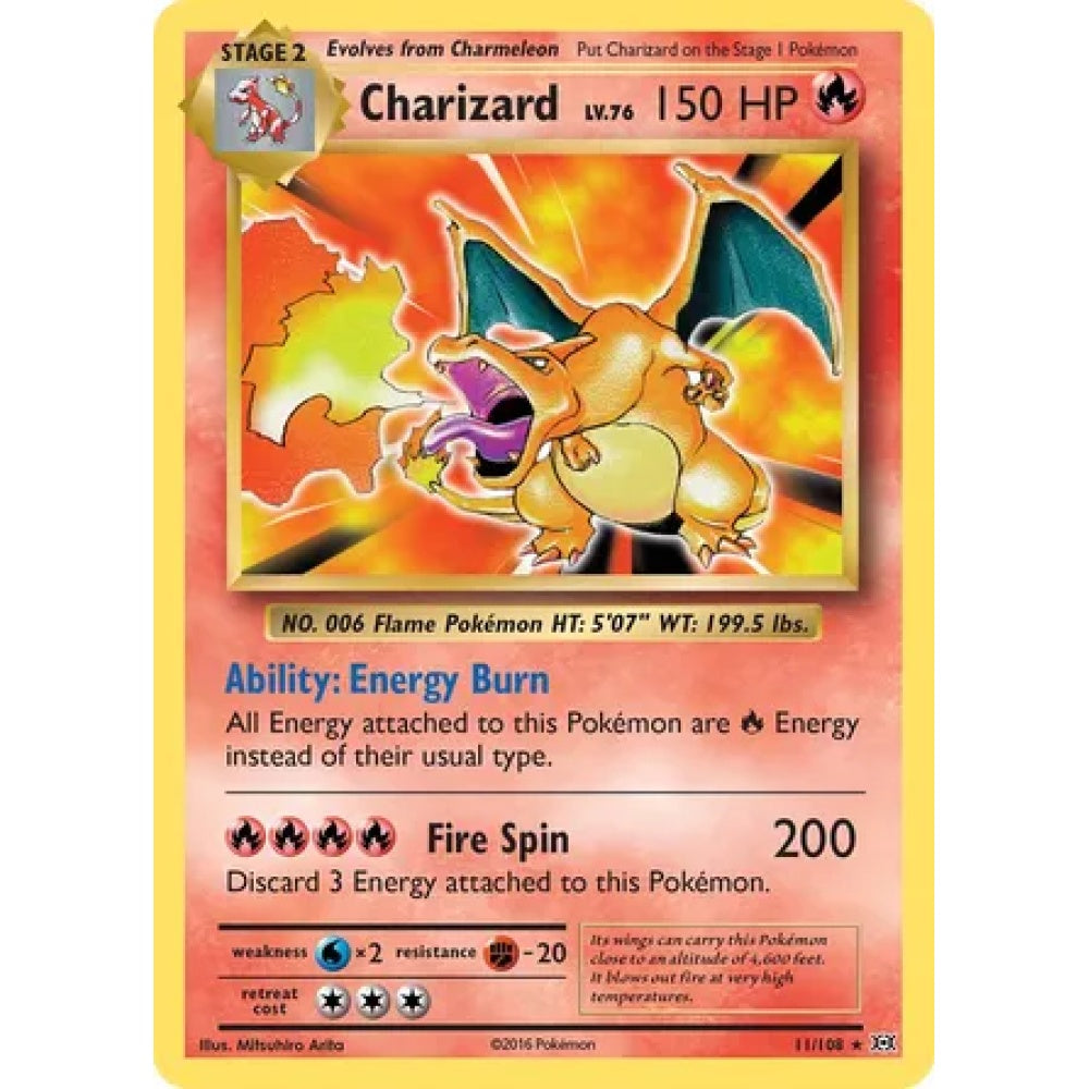 Charizard Rare Holo 11/108 Pokemon Card Game Evolutions