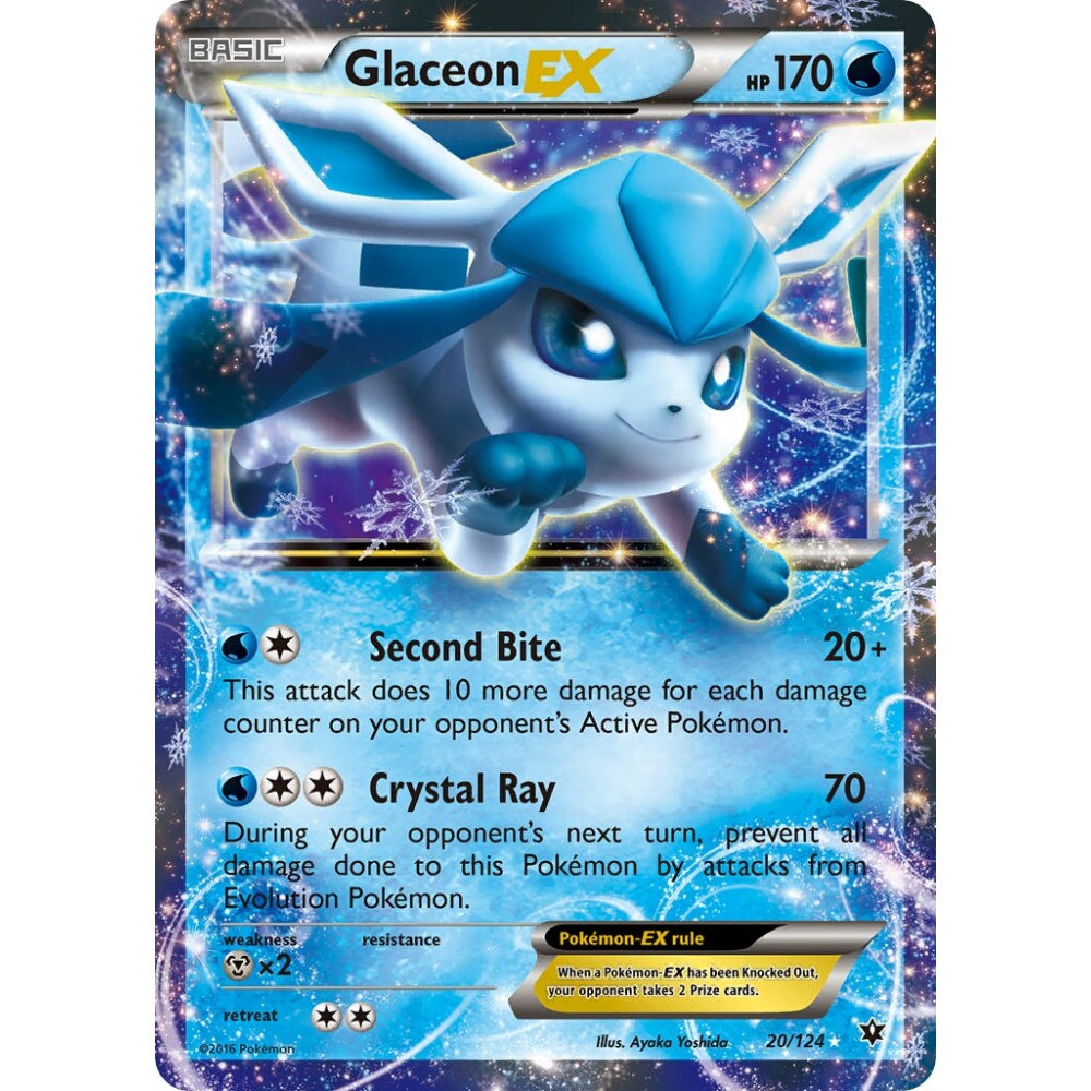Glaceon-EX Rare Holo EX 20/124 Pokemon Card Game Fates Collide