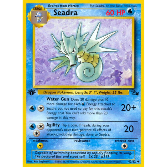 Seadra Uncommon 42/62 Pokemon Card Game Fossil