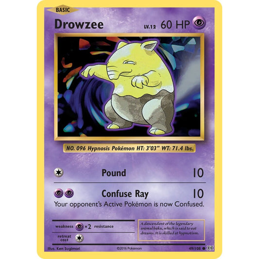 Drowzee Common 49/108 Pokemon Card Game Evolutions