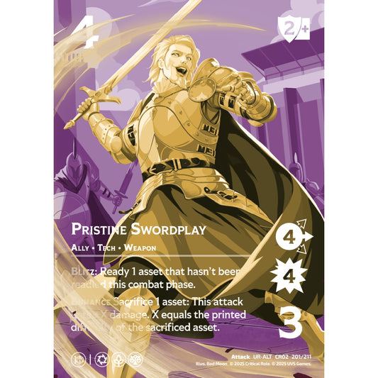 Pristine Swordplay, 201/211, CR02, Universus, Critical Role: Heroes Of Exandria, Attack, UR-ALT