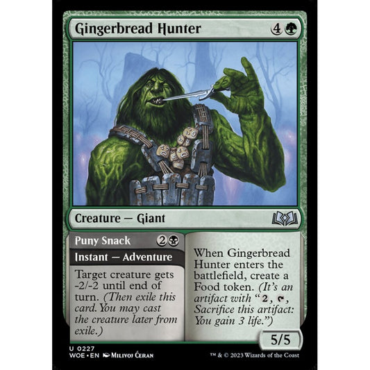 Gingerbread Hunter // Puny Snack, uncommon, 227, Magic the Gathering, Wilds of Eldraine