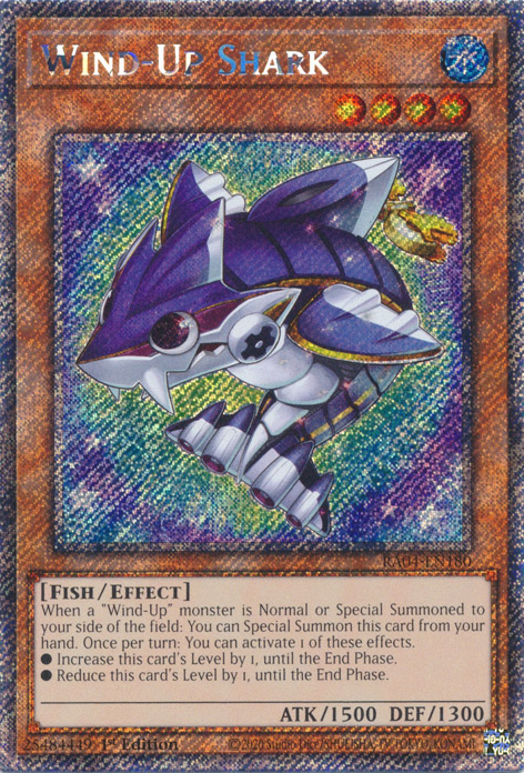 Wind-Up Shark RA04-EN180 QCR Quarter Century Secret Rare Yu-Gi-Oh Quarter Century Stampede in Art