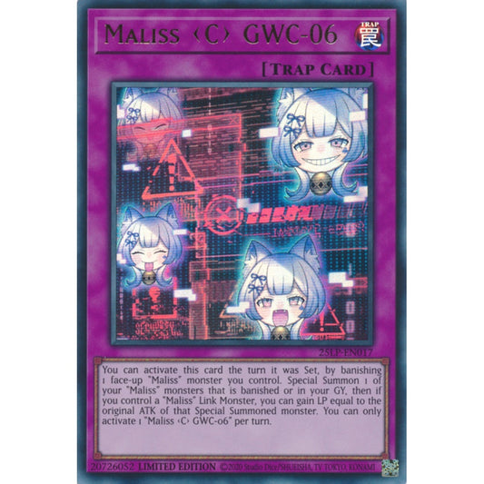 Maliss <C> GWC-06 MP25-EN128 Prismatic Prismatic Secret Rare Yu-Gi-Oh 2025 Mega-Pack Tin in Art