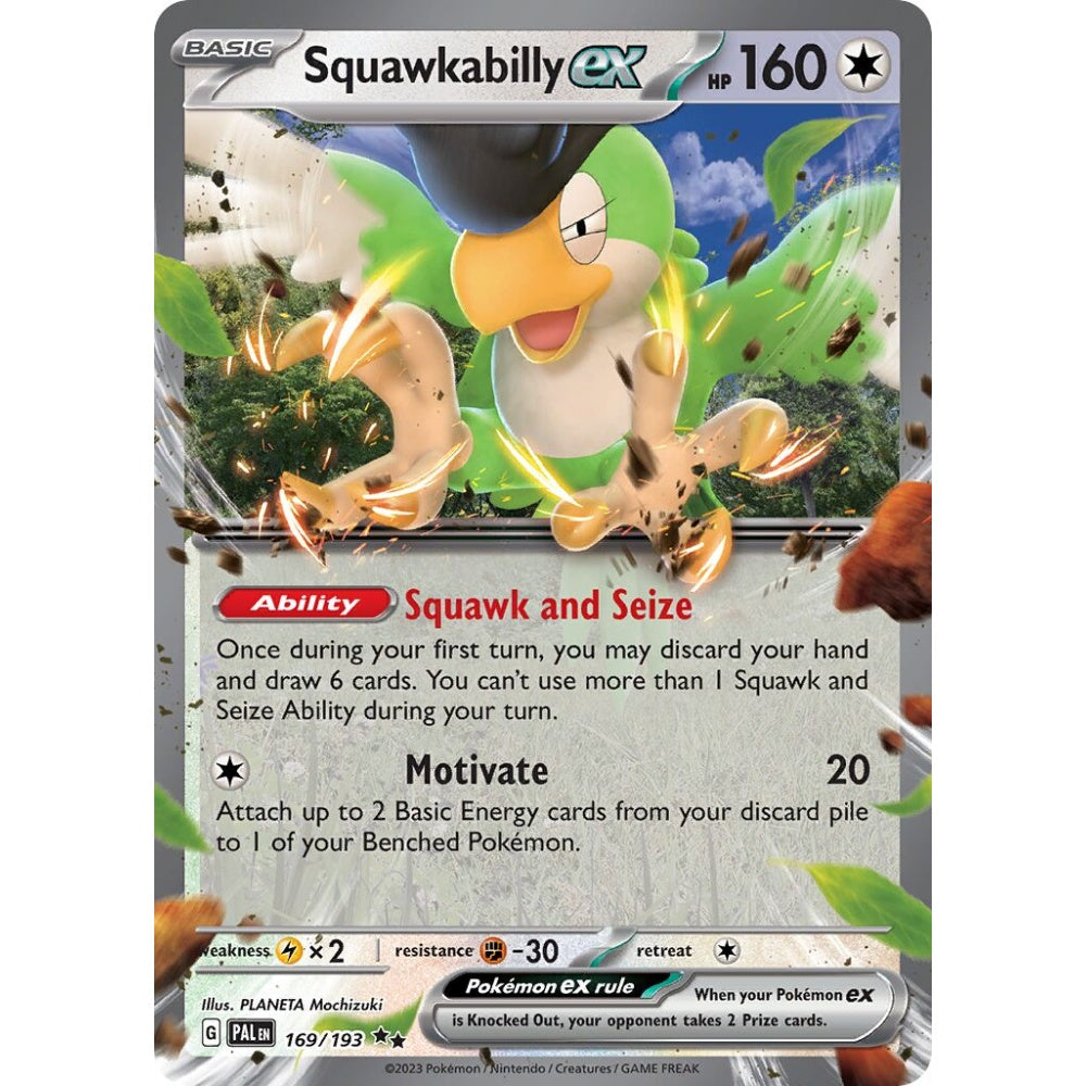 Squawkabilly ex Double Rare 169/193 Pokemon Card Game Paldea Evolved