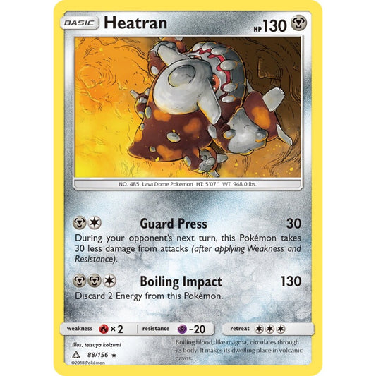 Heatran Rare Holo 88/156 Pokemon Card Game Ultra Prism