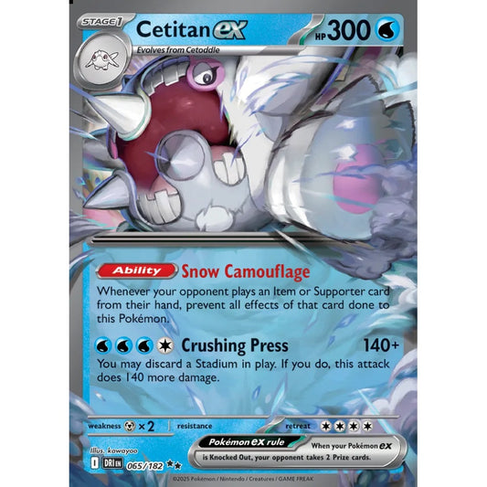 Cetitan ex Double Rare 065/182 Pokemon Card Game Destined Rivals