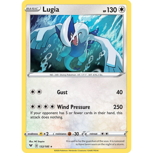 Lugia Rare Holo 132/185 Pokemon Card Game Vivid Voltage