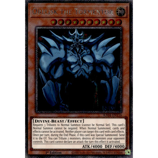 Obelisk the Tormentor RA04-EN116 QCR Quarter Century Secret Rare Yu-Gi-Oh Quarter Century Stampede in Art