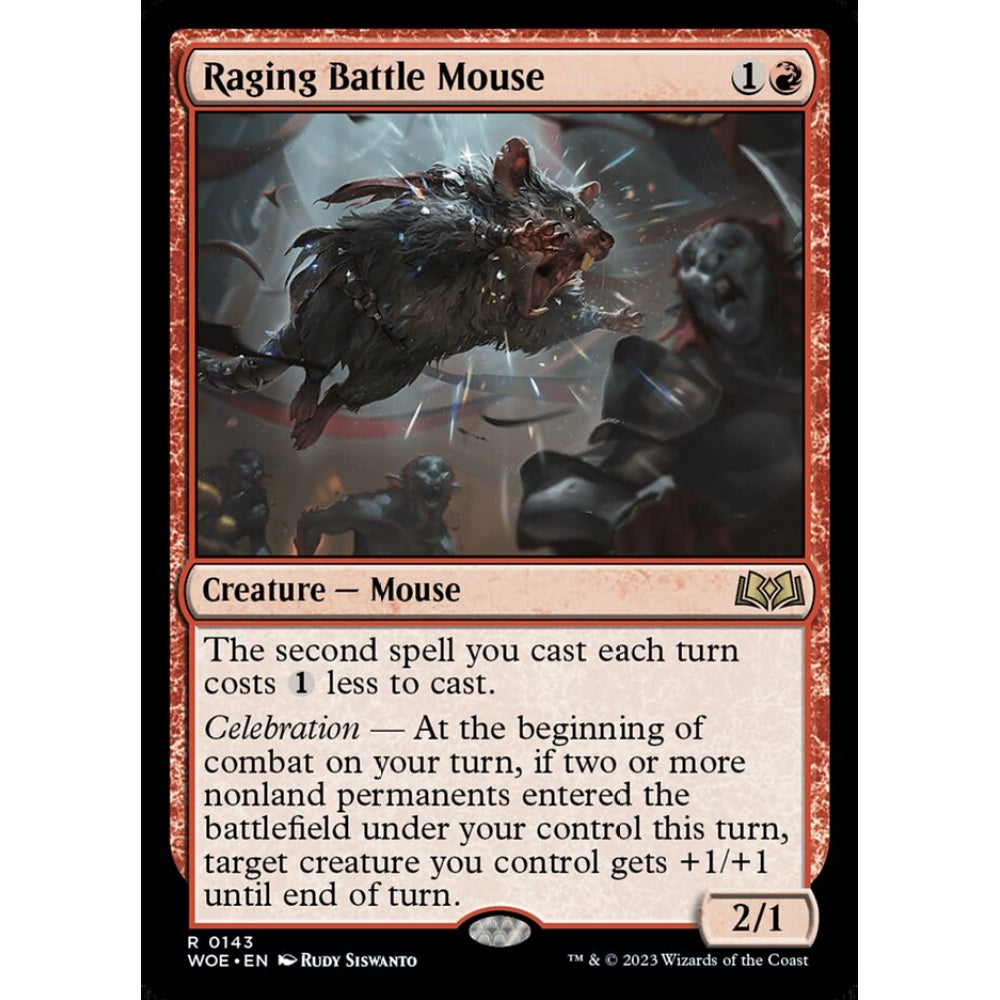 Raging Battle Mouse, rare, 143, Magic the Gathering, Wilds of Eldraine