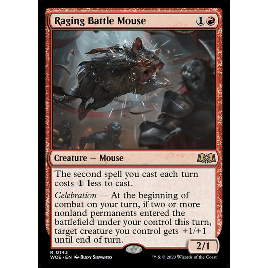 Raging Battle Mouse, rare, 143, Magic the Gathering, Wilds of Eldraine
