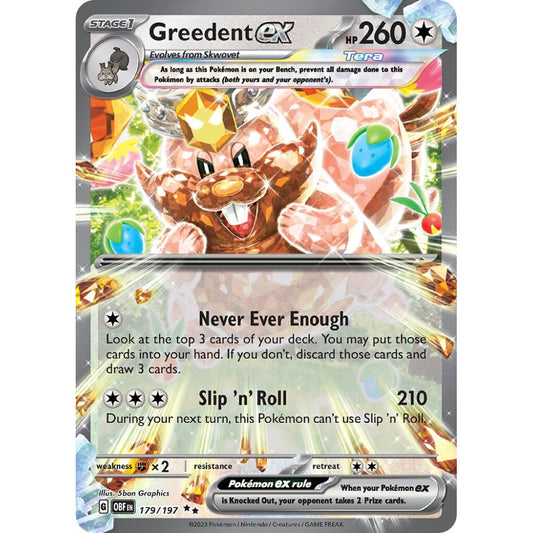 Greedent ex Double Rare 179/197 Pokemon Card Game Obsidian Flames