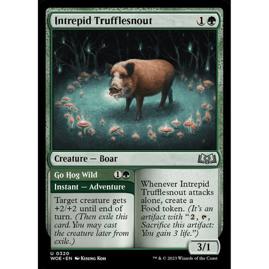 Intrepid Trufflesnout // Go Hog Wild, uncommon, 320, Magic the Gathering, Wilds of Eldraine