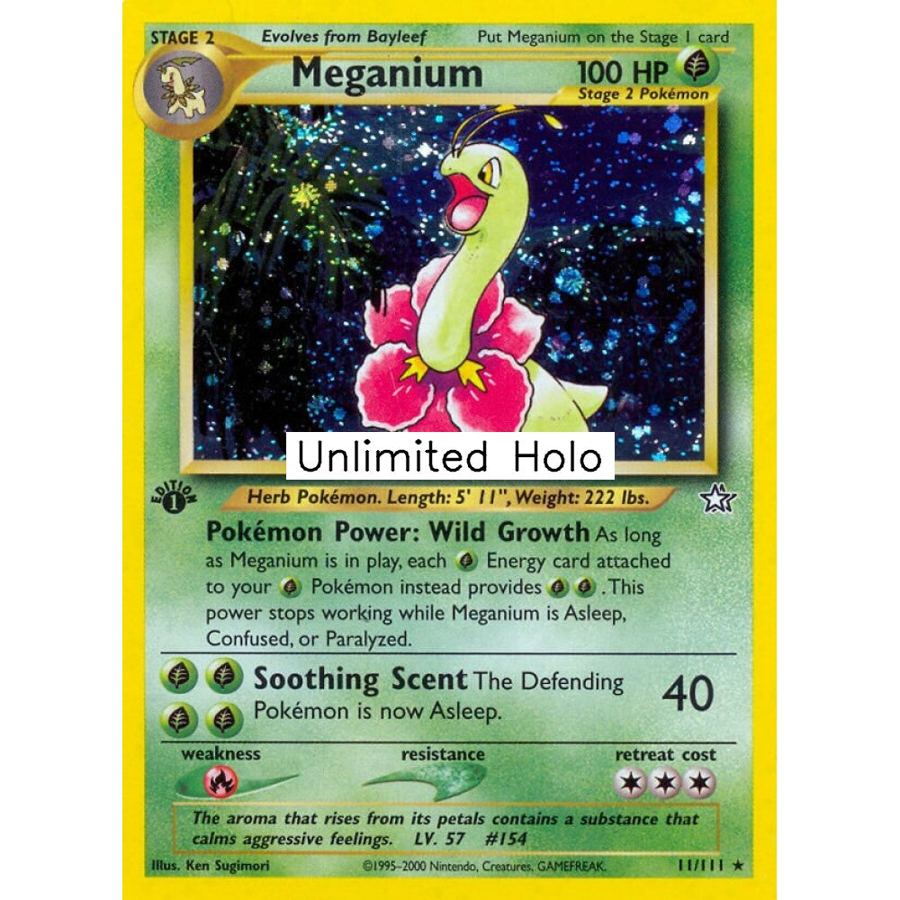 Meganium Rare Holo 11/111 Pokemon Card Game Neo Genesis