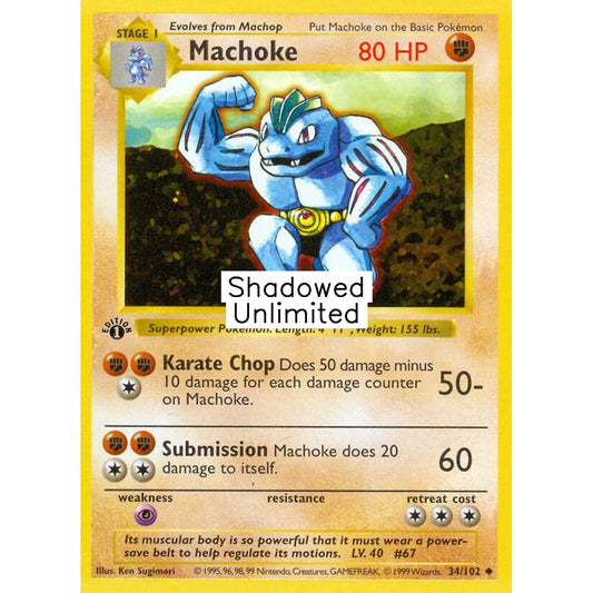 Machoke Uncommon 34/102 Pokemon Card Game Base Set
