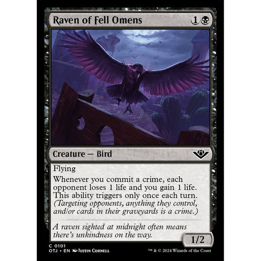 Raven of Fell Omens, 101, common, Magic: The Gathering, Outlaws of Thunder Junction