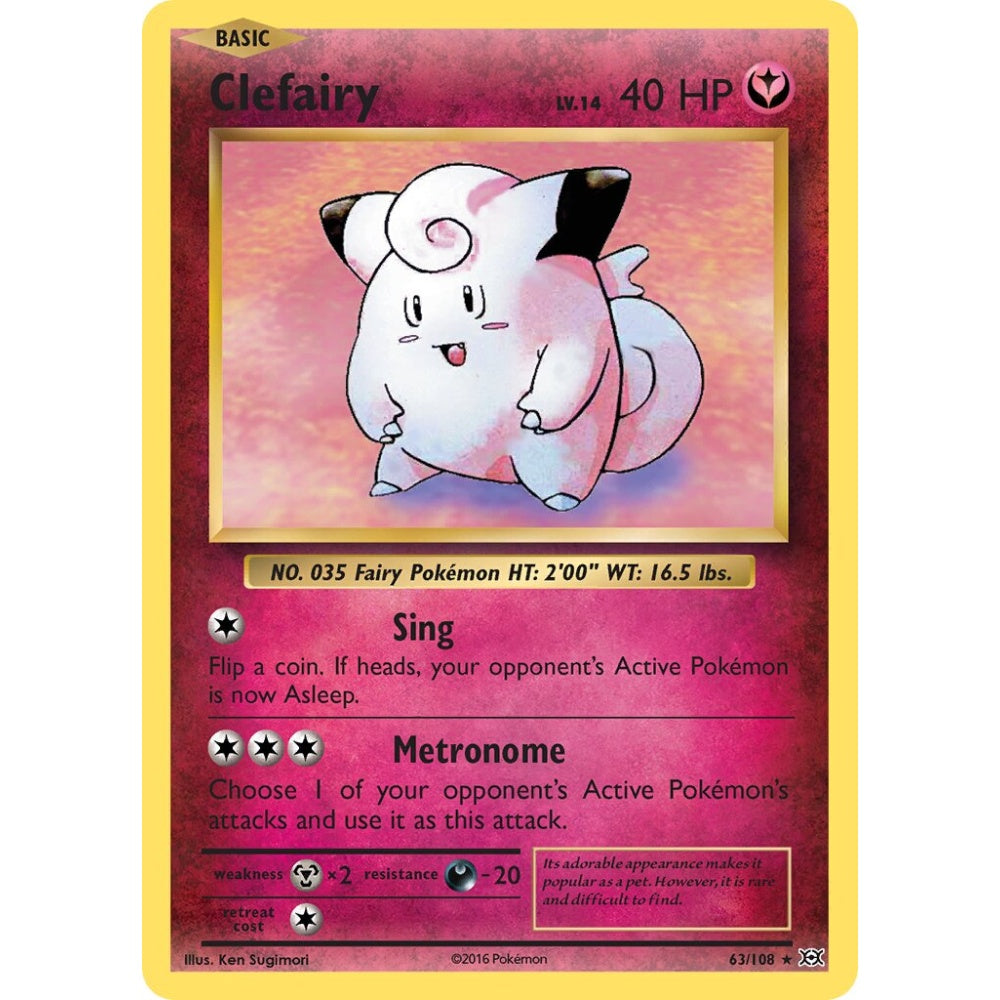 Clefairy Rare Holo 63/108 Pokemon Card Game Evolutions