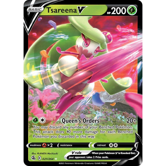 Tsareena V Holo Rare V 021/264 Pokemon Card Game Fusion Strike