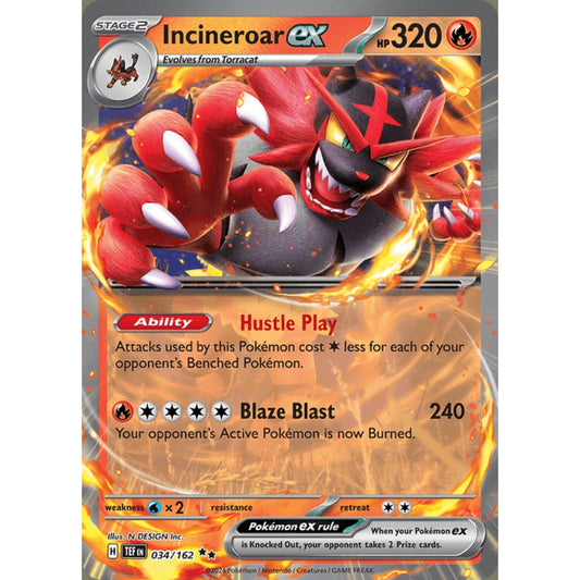 Incineroar ex Double Rare 034/162 Pokemon Card Game Temporal Forces