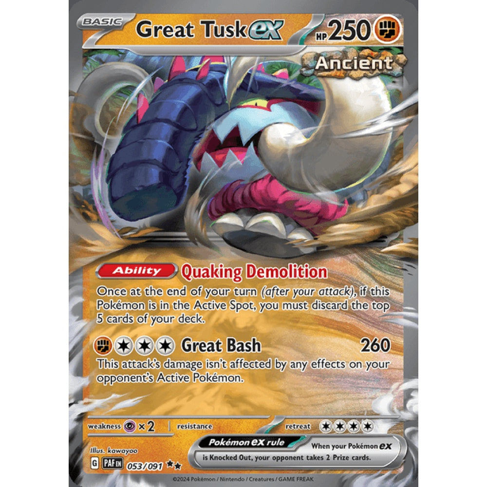 Great Tusk ex Double Rare 053/091 Pokemon Card Game Paldean Fates