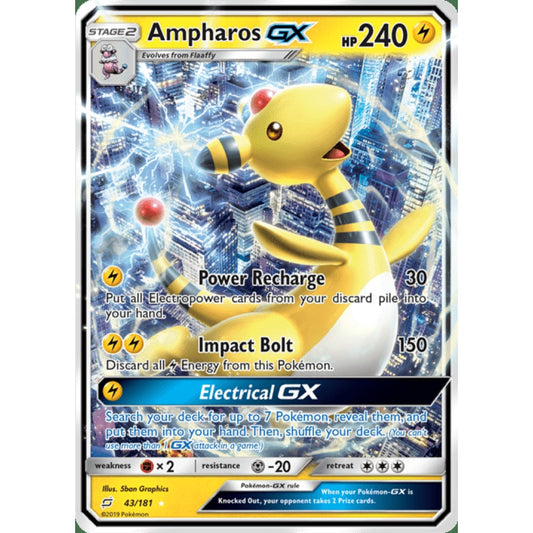 Ampharos-GX Double Rare 43/181 Pokemon Card Game Team Up