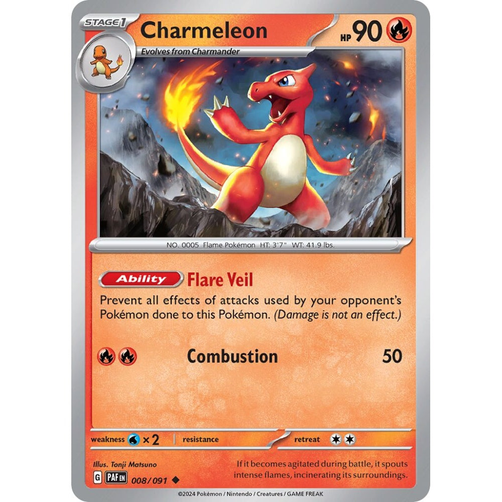 Charmeleon Uncommon 008/091 Pokemon Card Game Paldean Fates