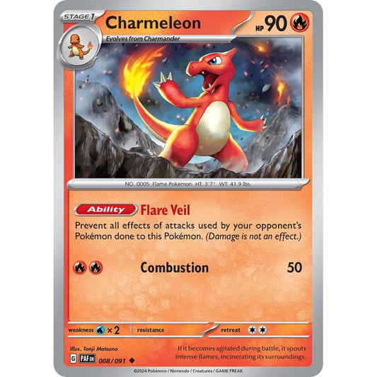 Charmeleon Uncommon 008/091 Pokemon Card Game Paldean Fates