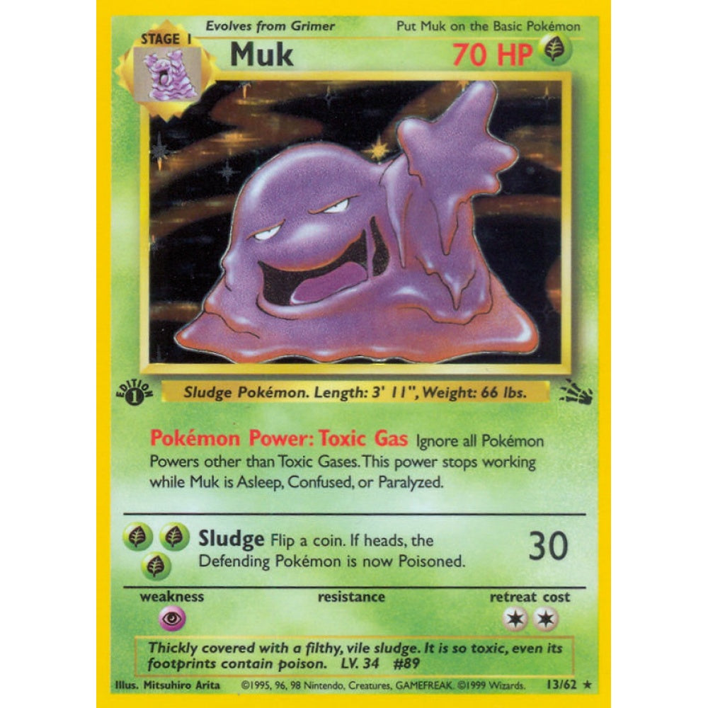 Muk Holo Rare 13/62 Pokemon Card Game Fossil