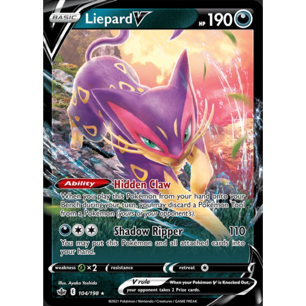 Liepard V Double Rare 104/198 Pokemon Card Game Chilling Reign