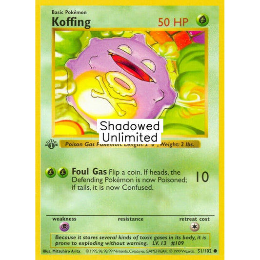 Koffing Common 51/102 Pokemon Card Game Base Set
