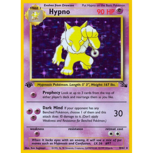 Hypno Rare Holo 8/62 Pokemon Card Game Fossil