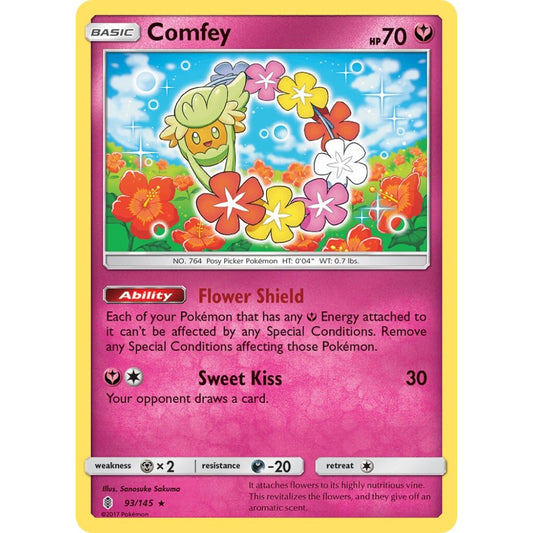 Comfey Rare Holo 93/145 Pokemon Card Game Guardians Rising