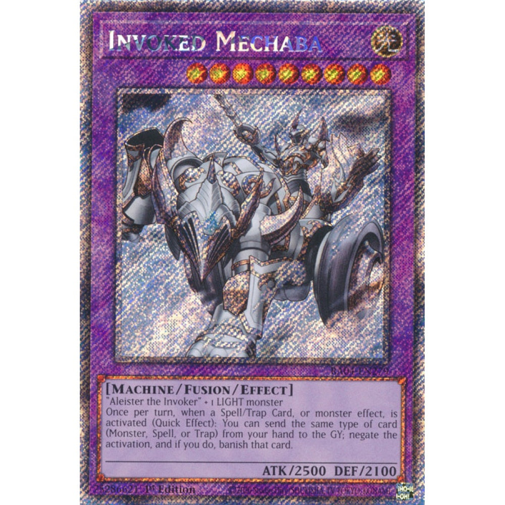 Invoked Mechaba RA04-EN279 Platinum Platinum Secret Rare Yu-Gi-Oh Quarter Century Stampede in Art
