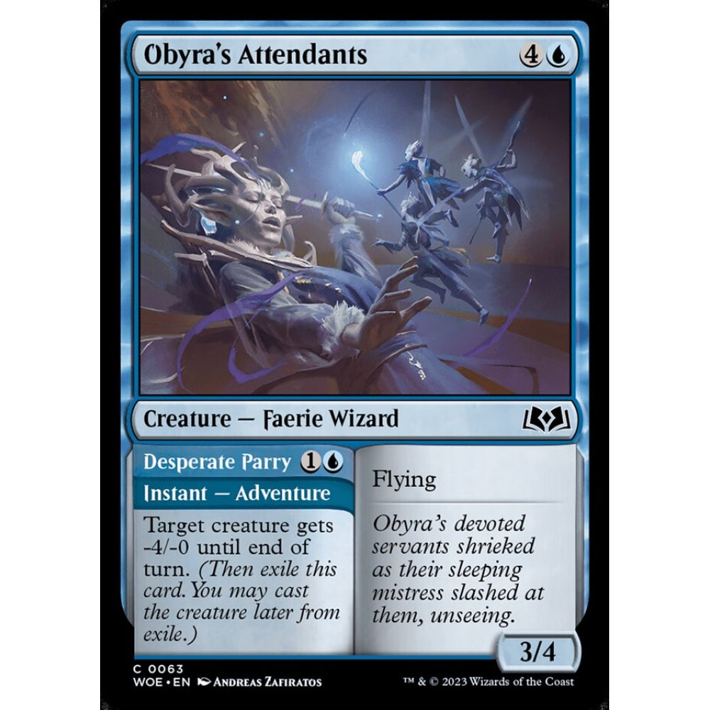Obyra's Attendants // Desperate Parry, common, 63, Magic the Gathering, Wilds of Eldraine