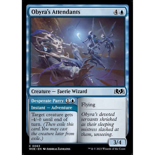 Obyra's Attendants // Desperate Parry, common, 63, Magic the Gathering, Wilds of Eldraine