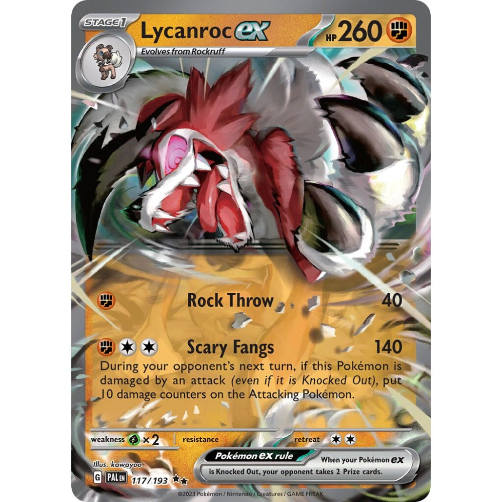 Lycanroc ex Double Rare 117/193 Pokemon Card Game Paldea Evolved