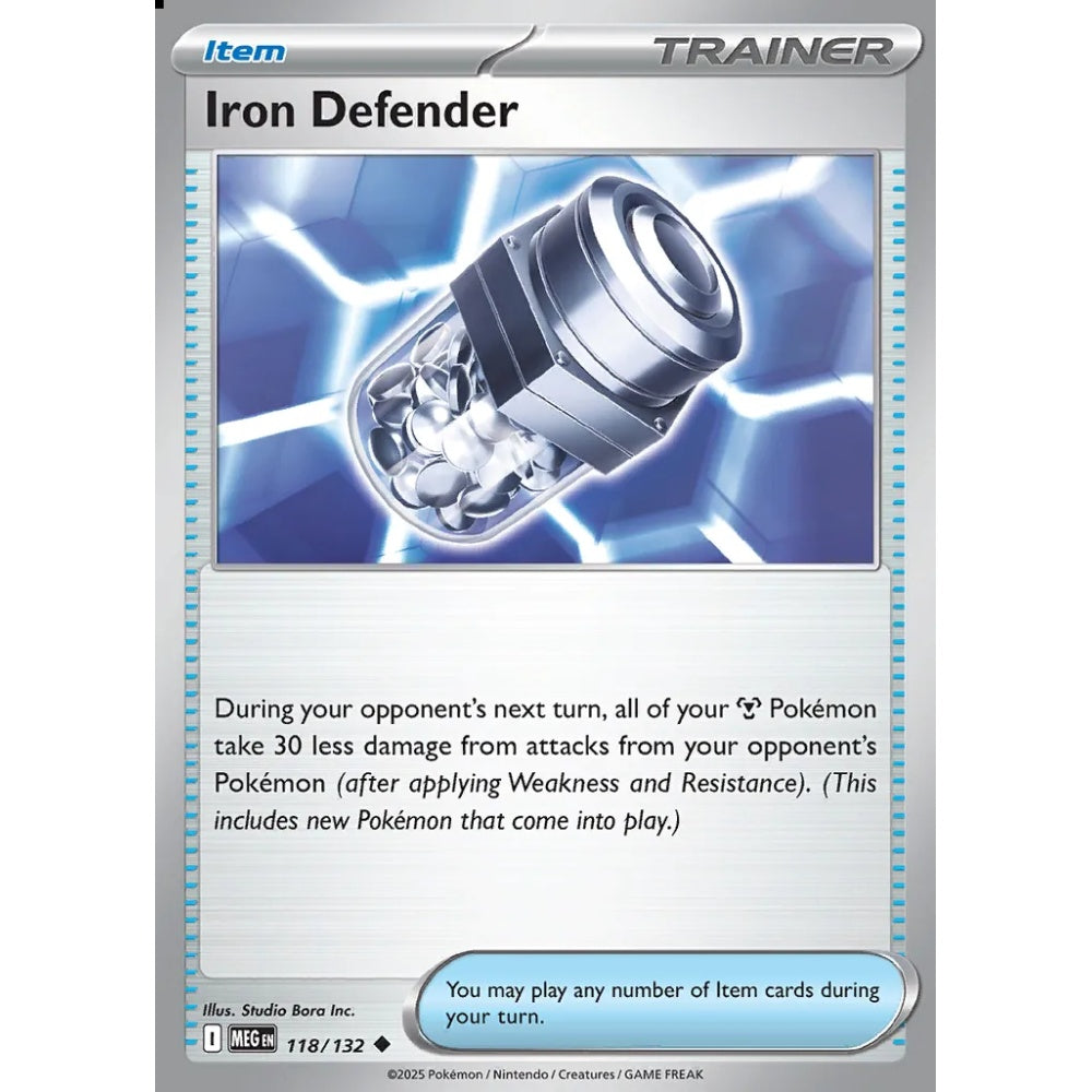 Iron Defender Uncommon 118/132 Pokemon Card Game Mega Evolution