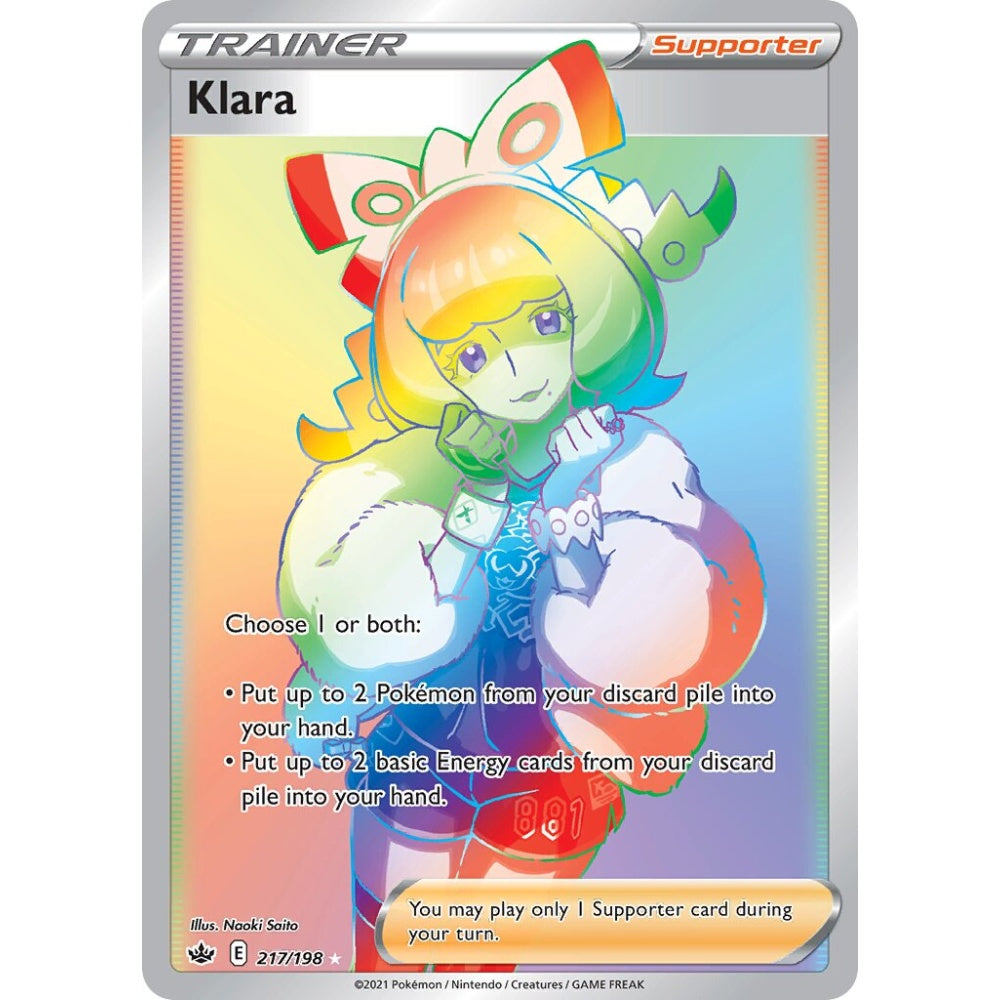 Klara Rare Rainbow 217/198 Pokemon Card Game Chilling Reign
