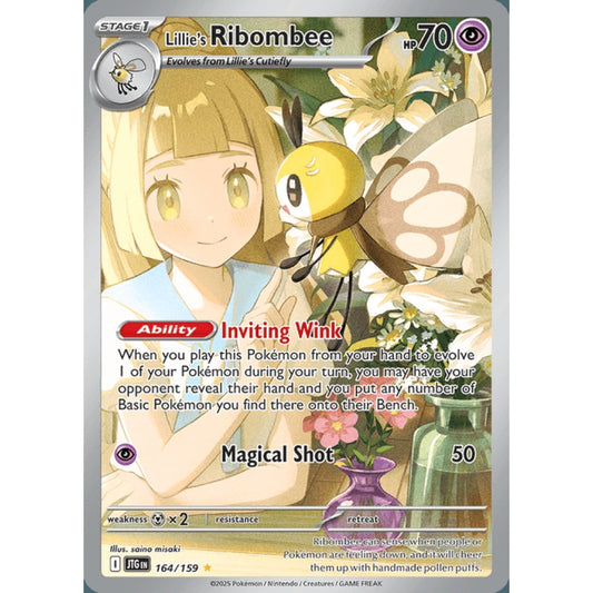 Lillie's Ribombee Illustration Rare 164/159 Pokemon Card Game Journey Together