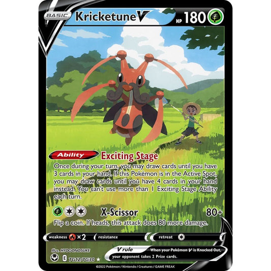 Kricketune V Holo Rare V TG12/TG30 Pokemon Card Game Silver Tempest