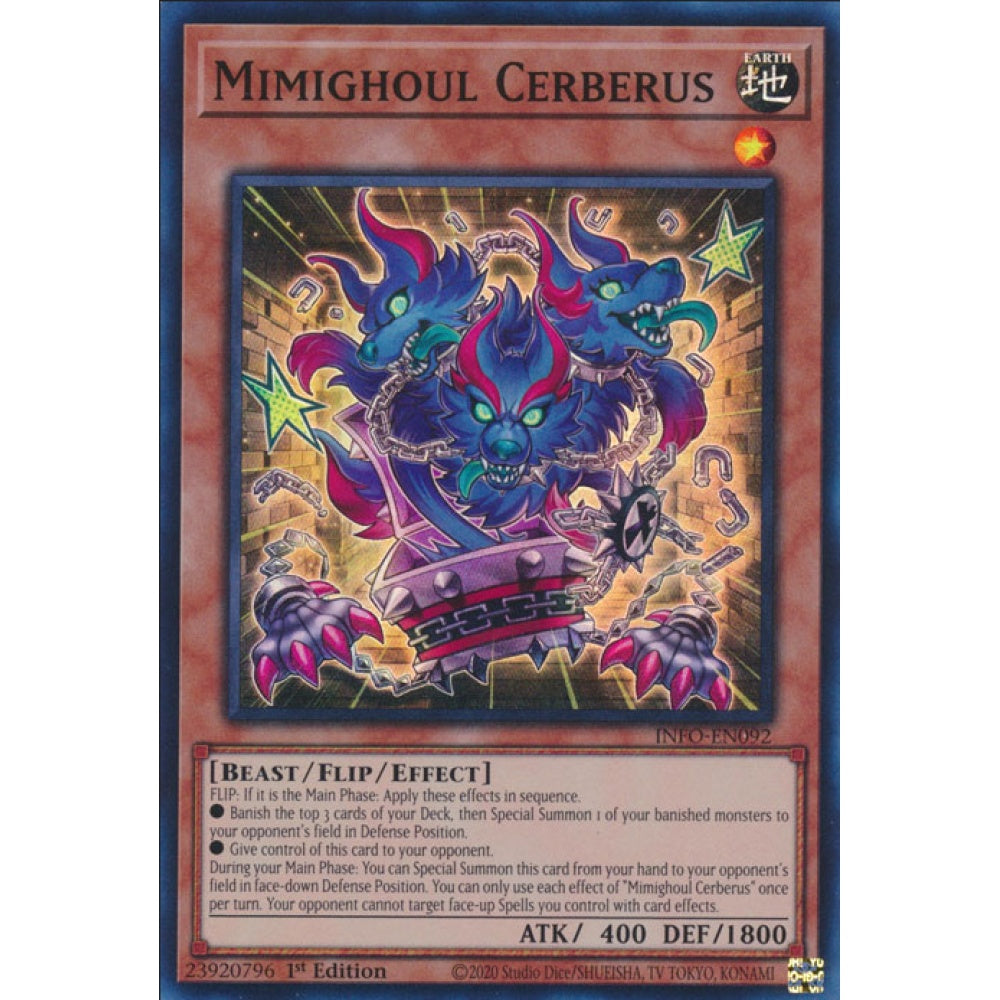 Mimighoul Cerberus, INFO-EN092, Super Rare, Yu-Gi-Oh!, The Infinite Forbidden