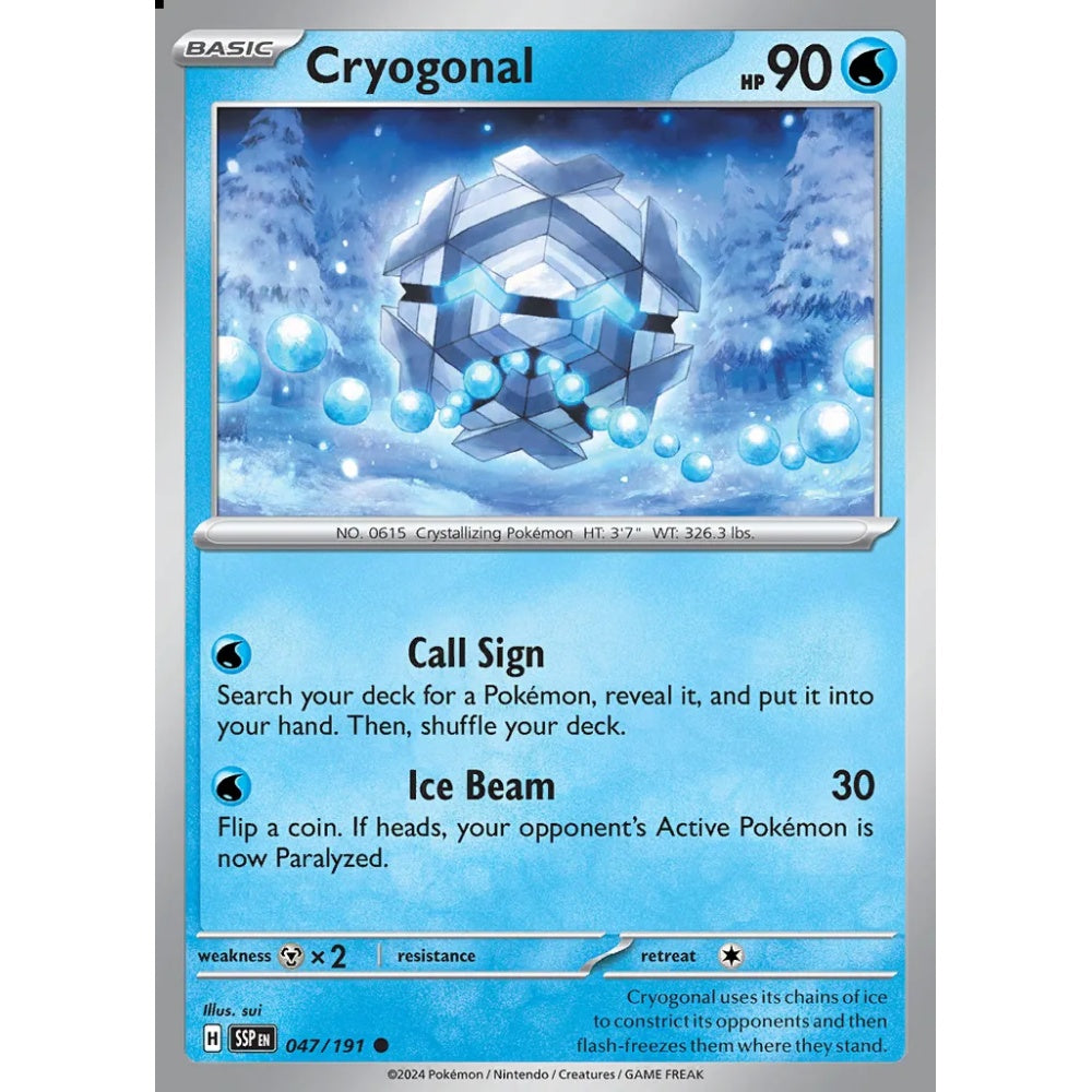 Cryogonal Common 047/191 Pokemon Card Game Surging Sparks
