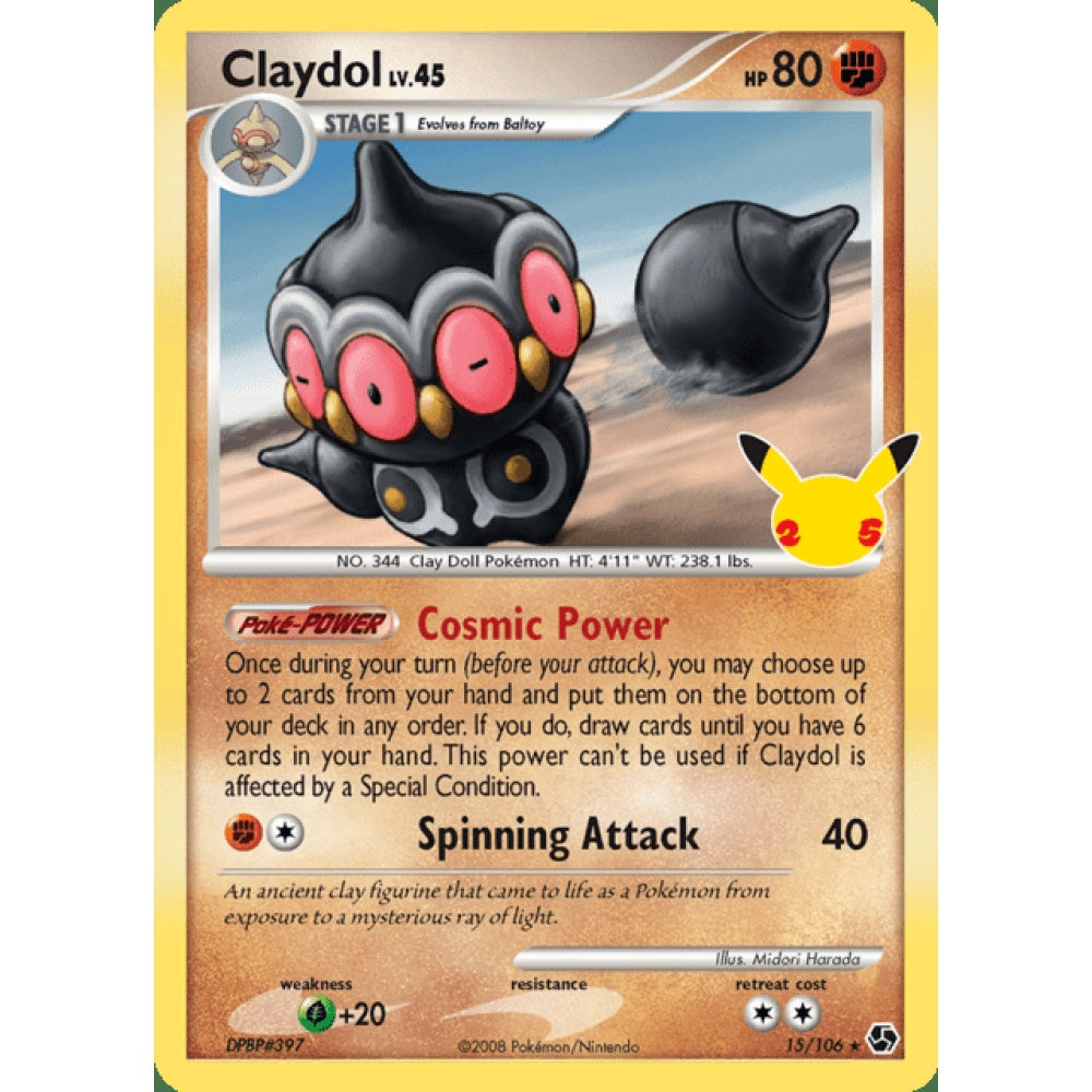 Claydol Rare 15/106 Pokemon Card Game Celebrations